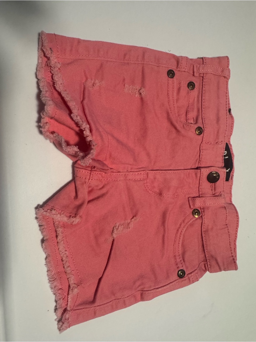 DKNY Coral Pink Frayed Denim Shorts